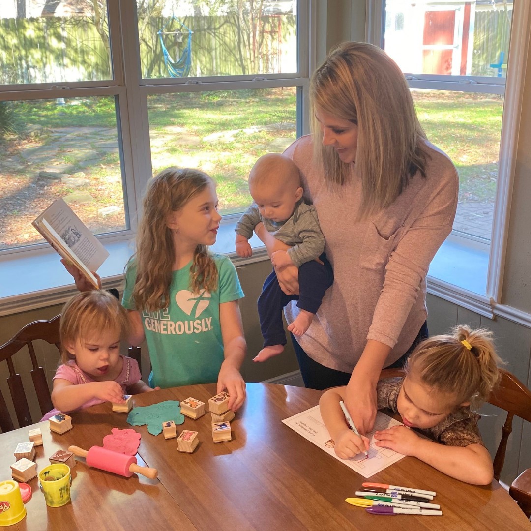 homeschool mom with infant