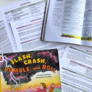 A detailed educational book and worksheet on science topics for children, focusing on weather and na.
