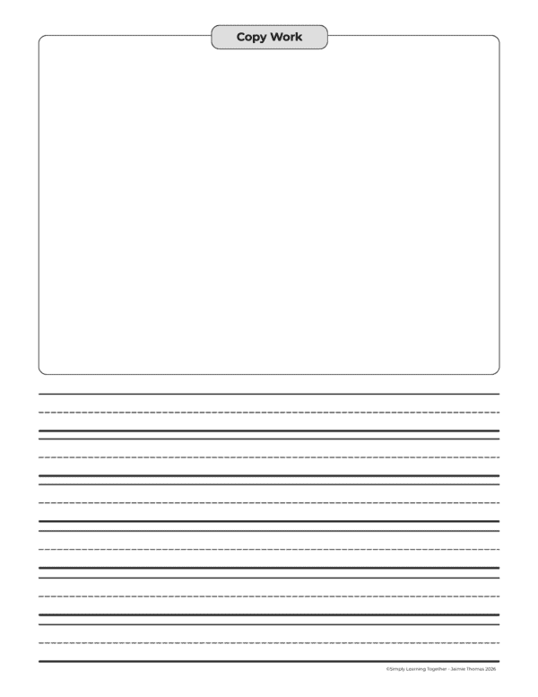 Editable Copy Work Pages - Simply Learning Together