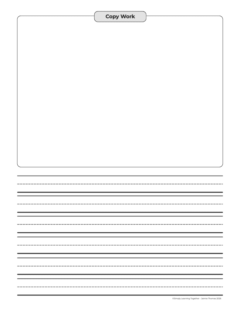 Editable Copy Work Pages - Simply Learning Together