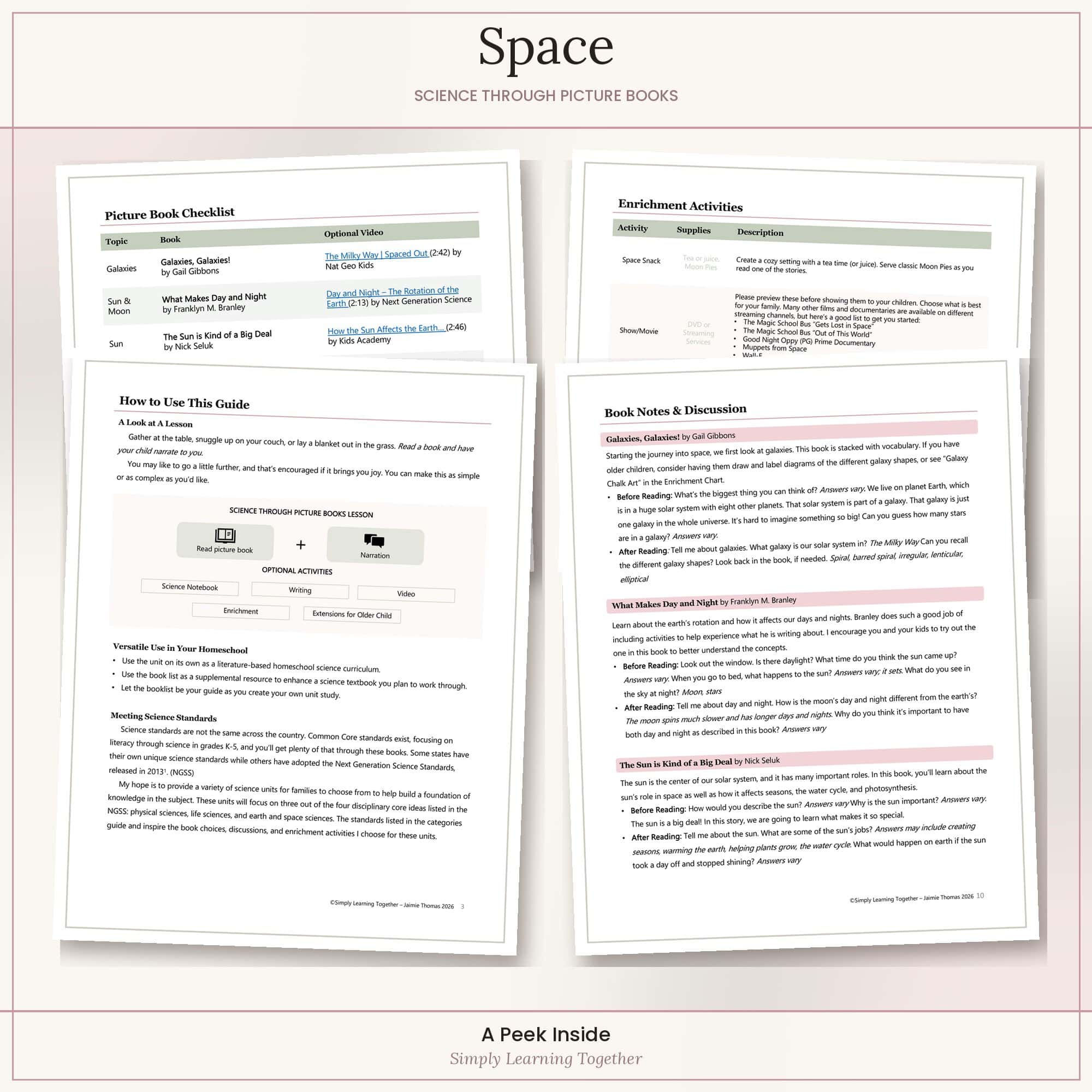 Space | Science through Picture Books 2 space unit preview