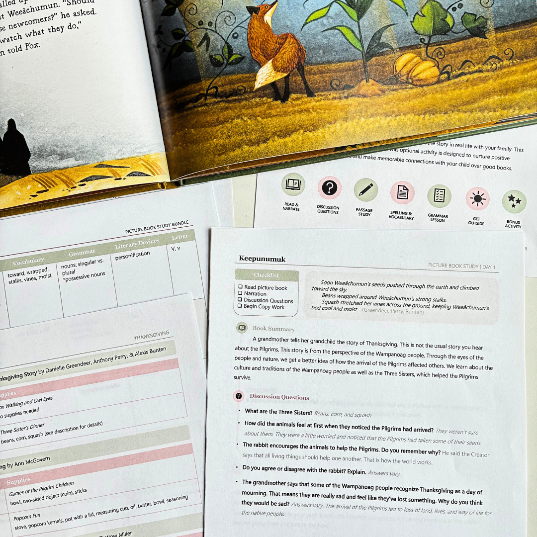 Thanksgiving Picture Book and Unit study preview for day one