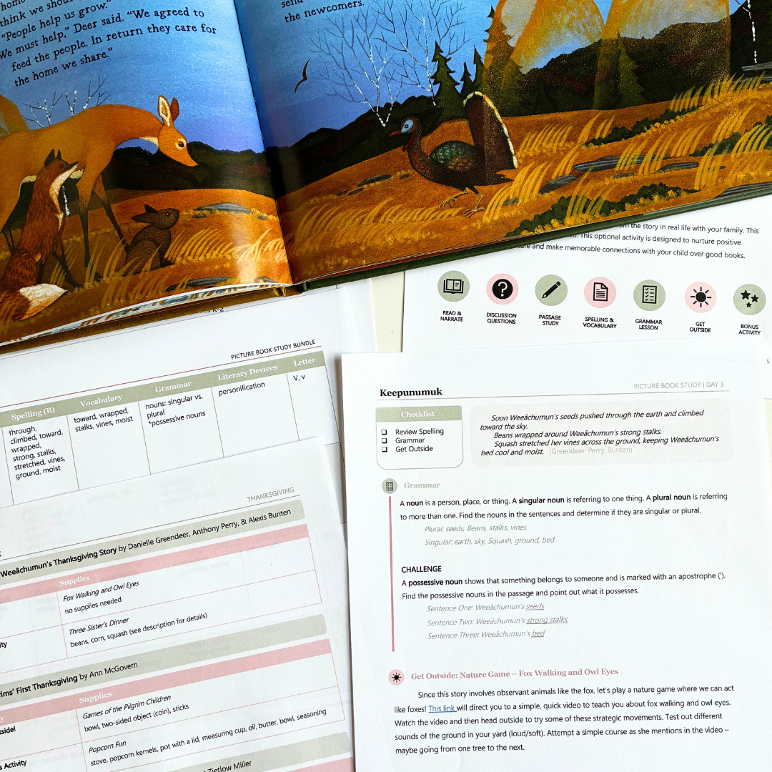 thanksgiving picture book and unit study preview for day 3