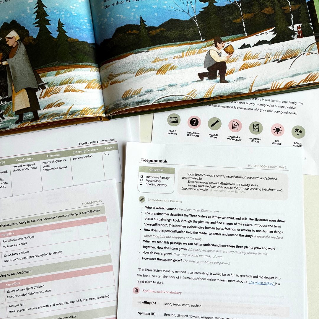 Thanksgiving picture book and unit study preview for day 2